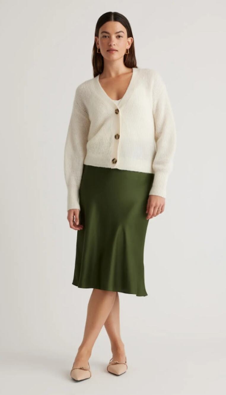 Quince Baby Alpaca-Wool Cropped Cardigan in Ivory Size Large